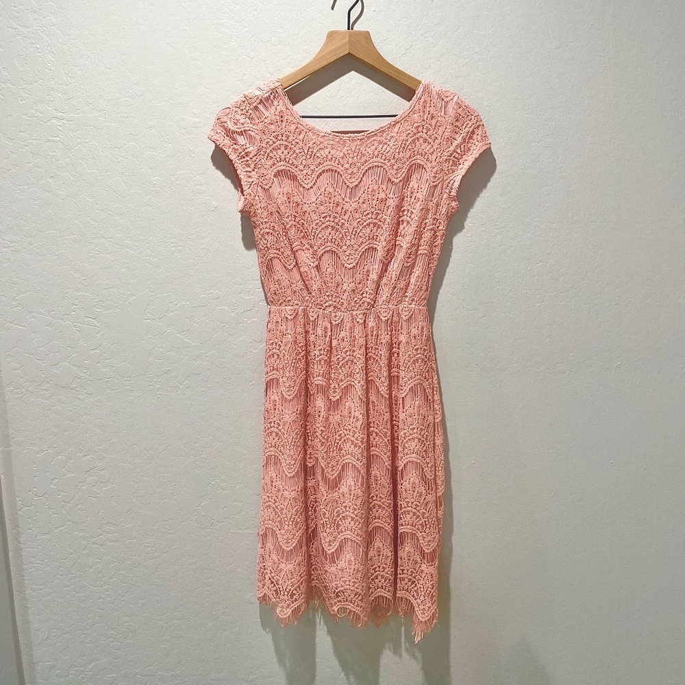 Junior small pink lace dress